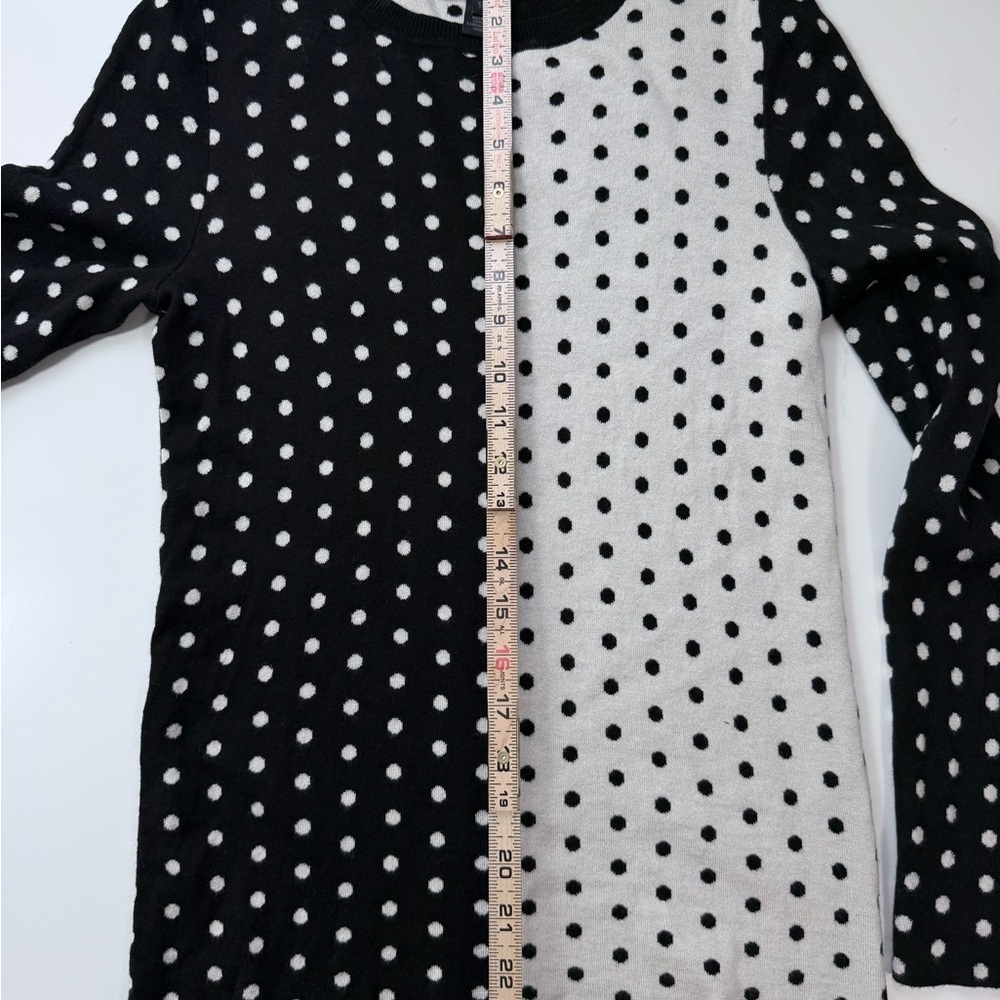 Saks Fifth Avenue Black and White Polka Dot Long Sleeve Top Silk Cashmere - Picture 8 of 10
